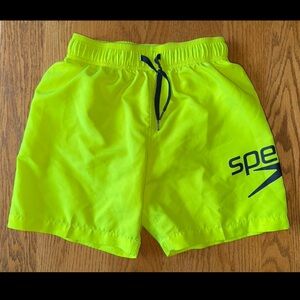 Speedo Logo Mesh Line Swim Trunks Boys Large Neon Yellow